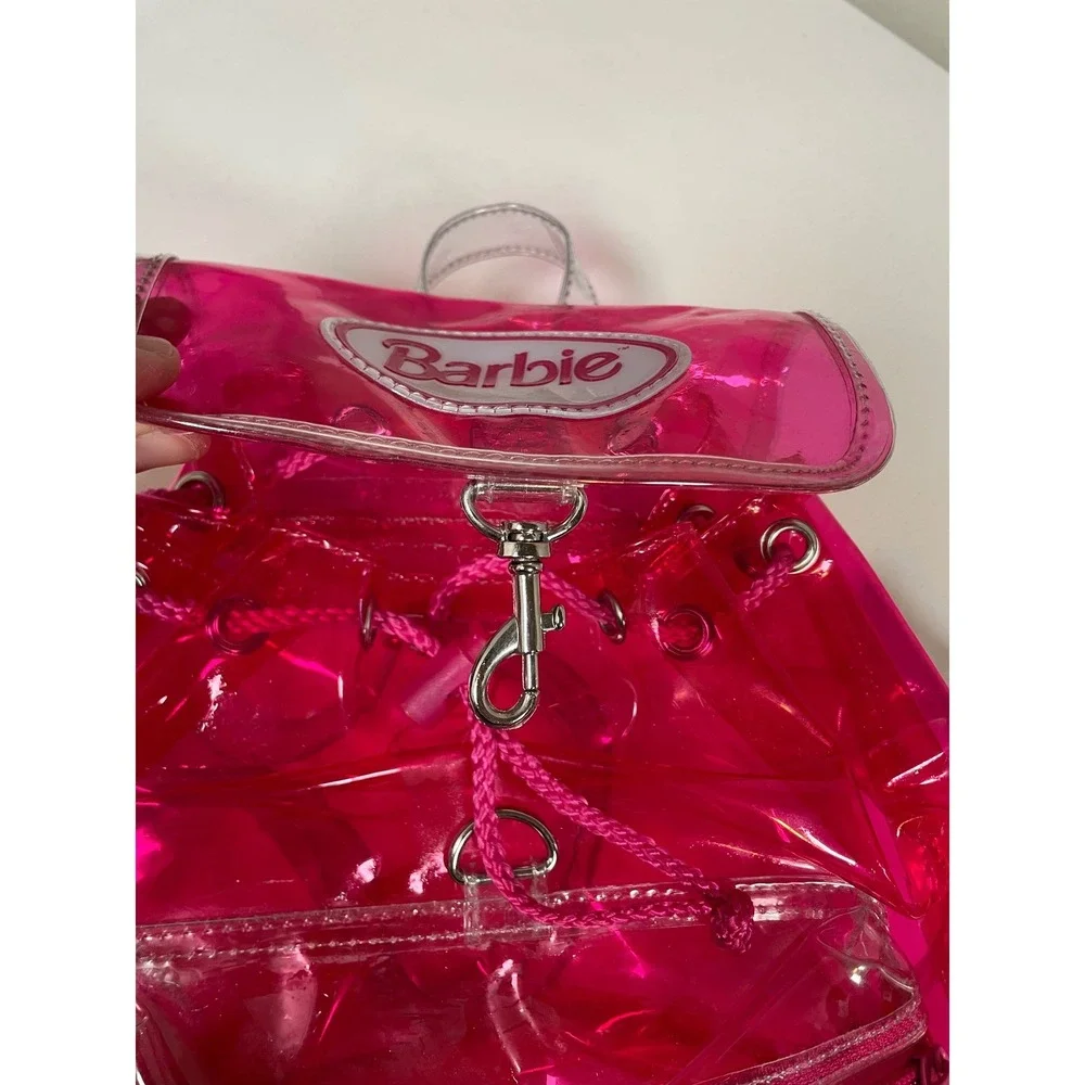 Vintage 1999 Barbie Mini Backpack Clear PVC Pink Mattel Kids Girls‎